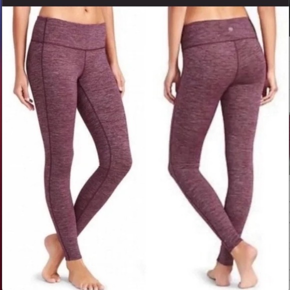 Athleta Heathered Burgundy Leggings Sz Small - Picture 2 of 6